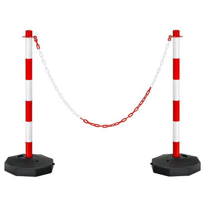 2-Pack Fillable Delineator Posts with Octagonal Bases and 5-Foot Connectable Chains