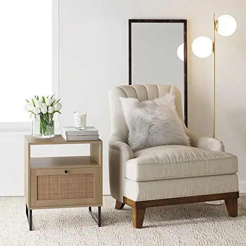 Nathan James Mina Side, End Table Wood Finish   Matte Accents with Storage