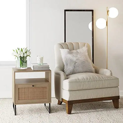 Nathan James Mina Side, End Table Wood Finish   Matte Accents with Storage
