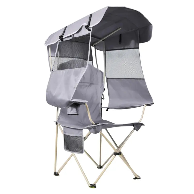 Adjustable Canopy Camping Chair with Rear Sun Shade Panel for Extended Outdoor Use