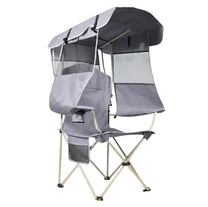 Adjustable Canopy Camping Chair with Rear Sun Shade Panel for Extended Outdoor Use