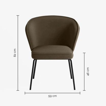 Chaise en velours brun foncé