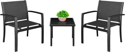 Homall 7-Piece Outdoor Dining Set  Light Grey Table & 6 Textilene Chairs for Patio or Deck
