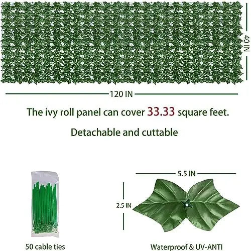 Artificial Ivy Privacy Fence 40×120 in UV-Resistant Faux Greenery for Patio, Garden, & Outdoor Decor