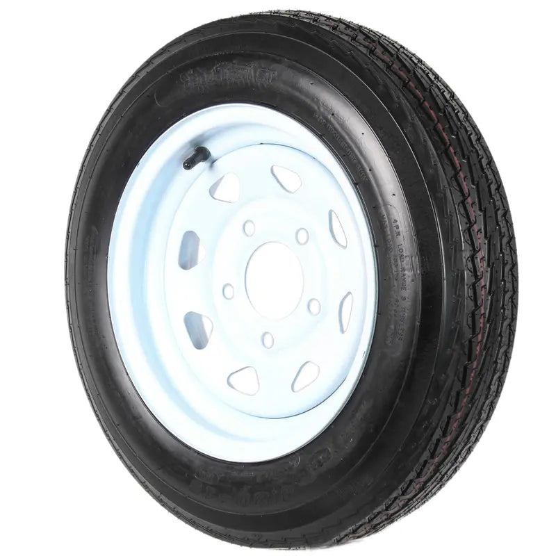 2-Pk Trailer Tire On Rim 480-12 4.80-12 4.80×12 in. LRC 5 Hole White Spoke Wheel