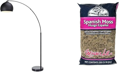 Brightech Arc Floor Lamp 68.1″ with Chrome Bell Shade and Faux White Marble Base for Living Room, Office, Bedroom