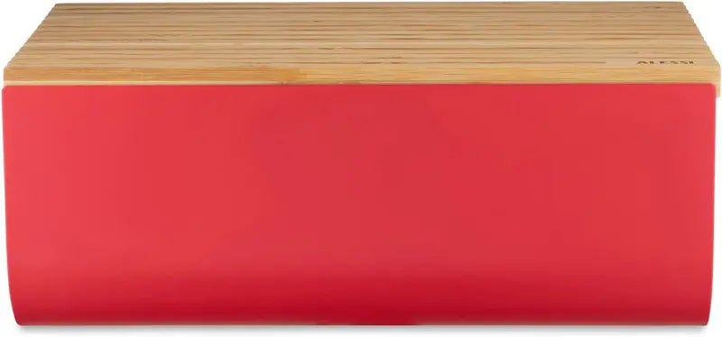 Alessi Mattina Bread Box with Bamboo Cutting Board, Steel & Epoxy Resin, Warm Grey