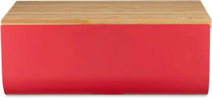 Alessi Mattina Bread Box with Bamboo Cutting Board, Steel & Epoxy Resin, Warm Grey