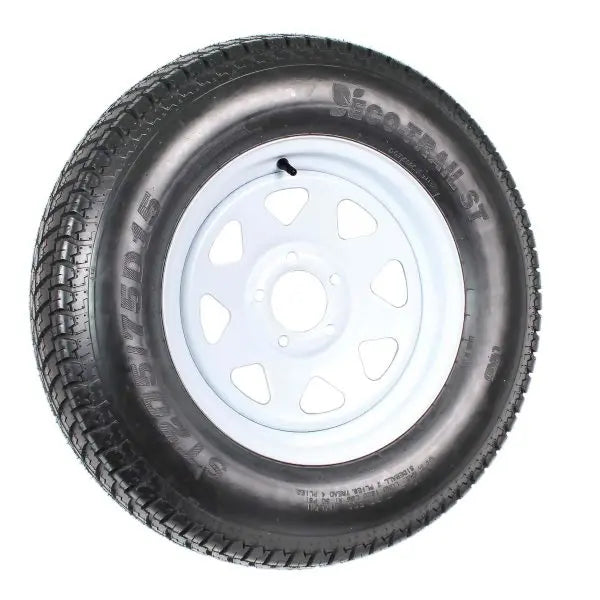2-Pack ST205/75D15 Trailer Tires on White-Spoke Rims  LRC Rated, 5-Hole Mounting, 205/75-15 Size