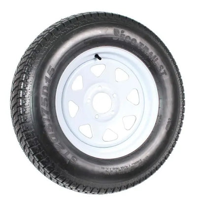 2-Pack ST205/75D15 Trailer Tires on White-Spoke Rims  LRC Rated, 5-Hole Mounting, 205/75-15 Size
