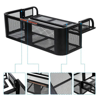 ATV/UTV Rear Drop Cargo Basket  Heavy-Duty Universal Steel Mesh Carrier (Black)
