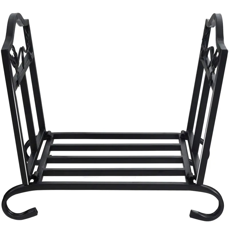 Collapsible Wrought Iron Firewood Rack for Indoor or Outdoor Storage