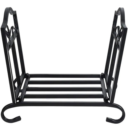 Collapsible Wrought Iron Firewood Rack for Indoor or Outdoor Storage