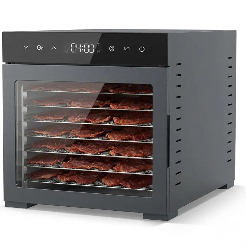 8-Tray Stainless Steel Food Dehydrator with Digital Timer and Adjustable Temperature Settings