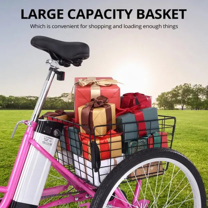 Adult Electric Tricycle  7-Speed Folding E-Trike with 24″ Wheels, 36V 10Ah Removable Battery, 250W Motor, and 330-Lb Load Capacity