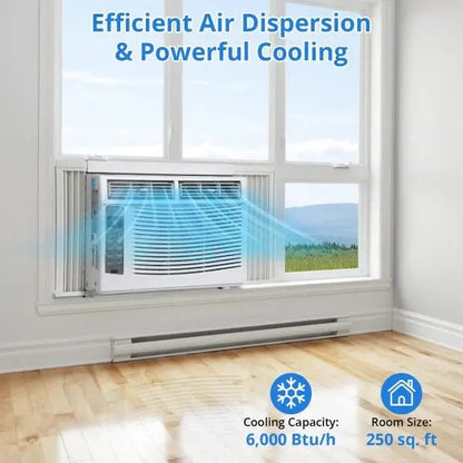 6000 BTU Window Air Conditioner  115V, Reusable Filter, Energy-Efficient Cooling for Up to 250 sq. ft.
