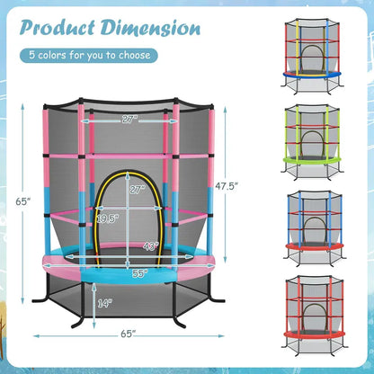 55-Inch Kids’ Trampoline  ASTM-Certified 4.6-Foot Toddler Bouncer with Safety Enclosure Net