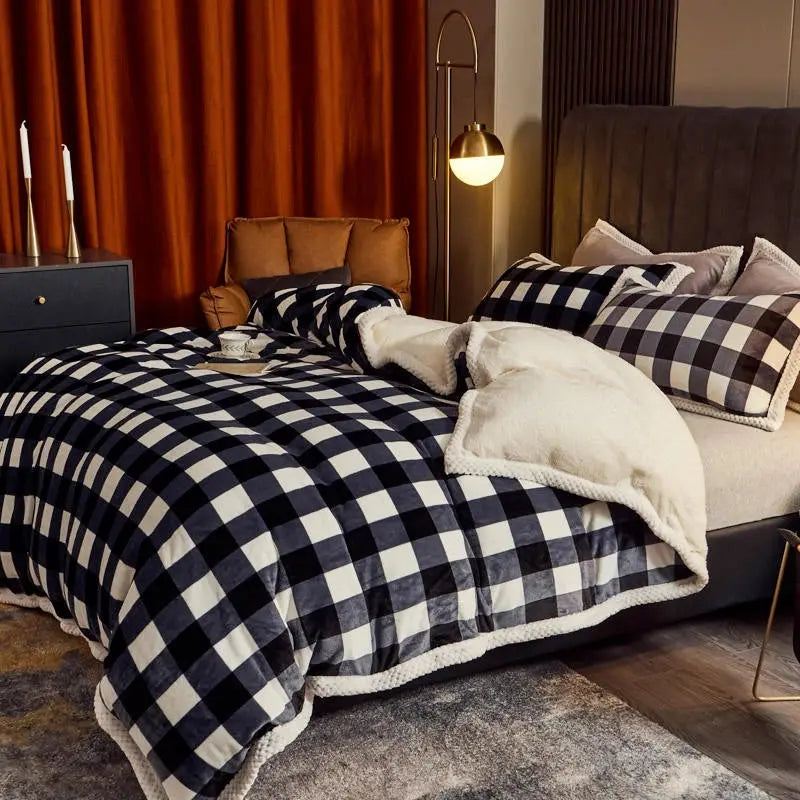 Super Soft Lamb Wool Blanket  Milk Velvet, Reactive Printing, 150x200cm, Geometry Design