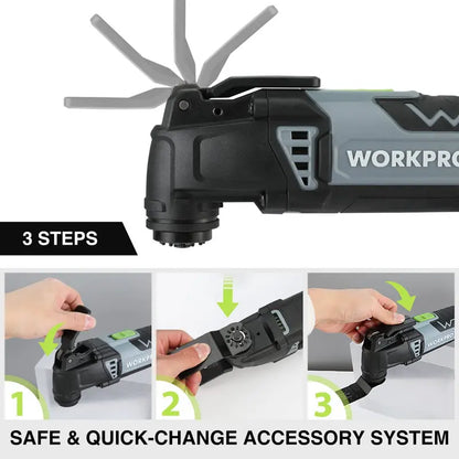 WORKPRO 3-Amp Oscillating Multi-Tool  Quick-Lock Design, 7 Speeds, 3° Oscillation, 17 Accessories + Carry Bag