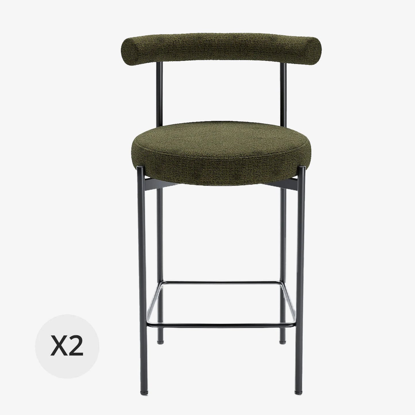 Lot de 2 chaises de bar  velours vert  Charlotte