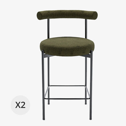 Lot de 2 chaises de bar  velours vert  Charlotte