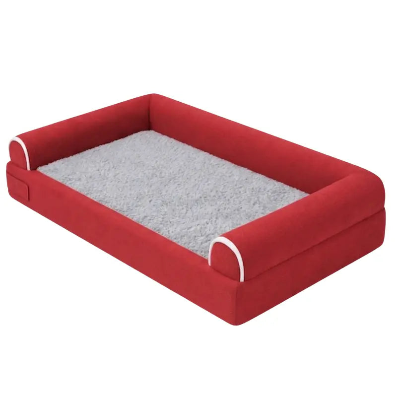 Cozy Fleece Pet Bed with Three-Sided Bolster Support for Snuggling