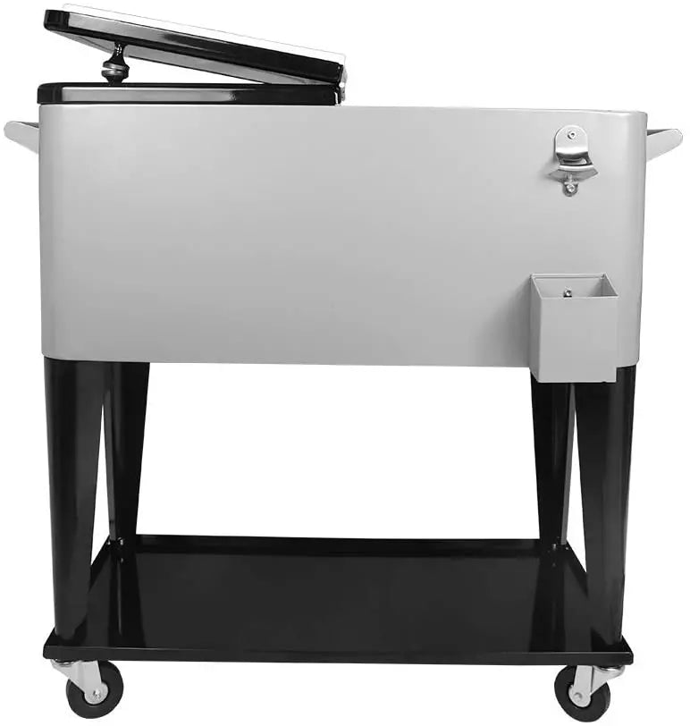 Mobile 80-Quart Party Cooler Cart  Stylish, Wheeled Beverage Bar for Entertaining