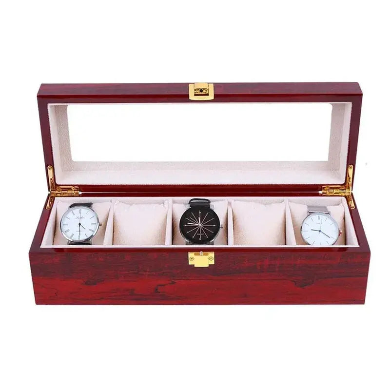 6-Slot PU Leather Jewelry & Watch Organizer Box  Gift-Ready
