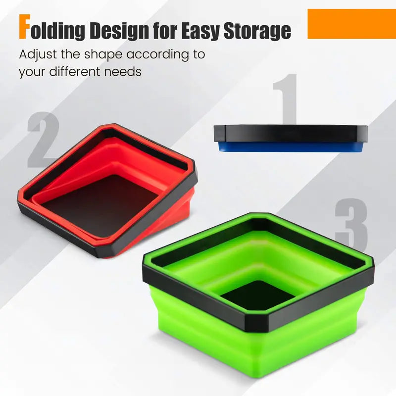 Set of 4 Collapsible Silicone Small-Parts Bowls for Organization