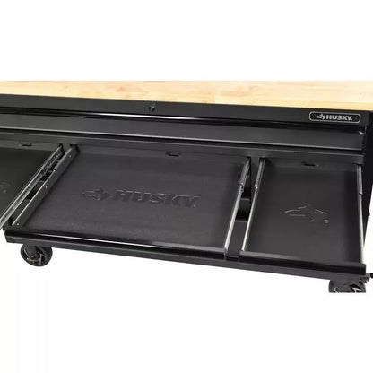 Heavy-Duty 61-Inch Mobile Workbench  15-Drawer Design with Solid Wood Top