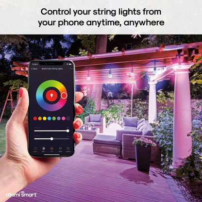 Atomi Smart WiFi LED String Lights  24 ft Waterproof Color-Changing Lights, Alexa & Google Assistant Compatible, App-Controlled