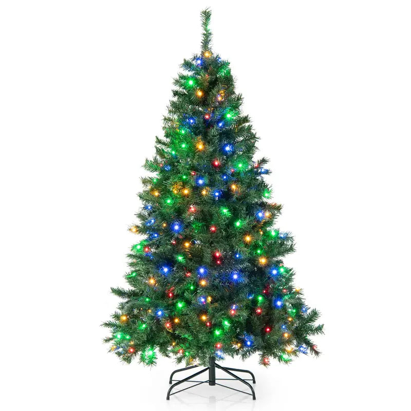6-Foot Full-Bodied Pre-Lit Christmas Tree with 260 Multi-Color LEDs