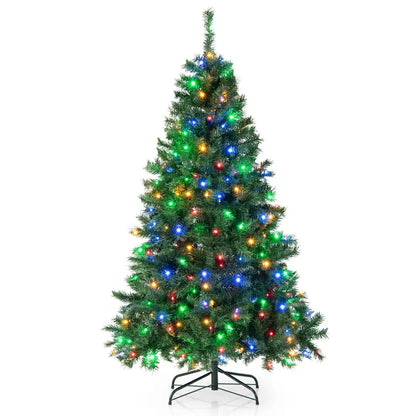 6-Foot Full-Bodied Pre-Lit Christmas Tree with 260 Multi-Color LEDs