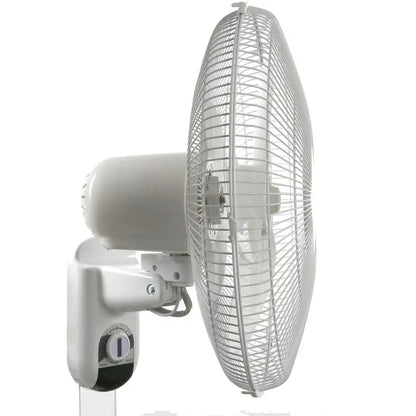Classic 16-Inch Wall Mounted Oscillating Fan, 3-Speed, White, Durable Metal, Space-Saving Design