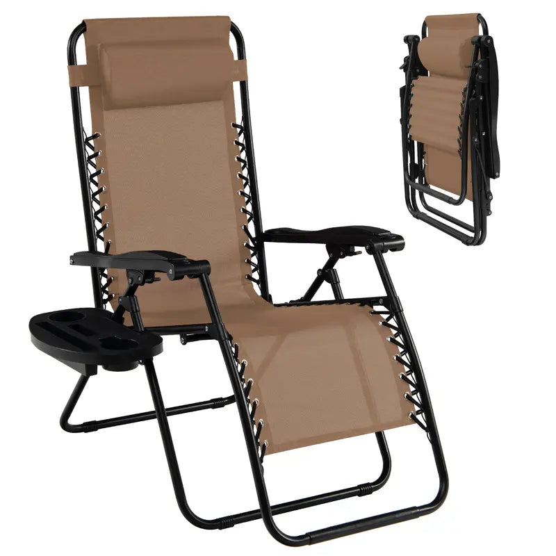 Zero Gravity Folding Lounge Chair  Reclining Ergonomic Patio Lounger
