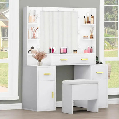 Lighted Vanity Console with Integrated Outlets  55.1″H Mirror Dresser