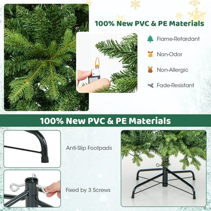 Hinged Pre-Lit Artificial Christmas Tree with Warm White and Multi-Color LEDs