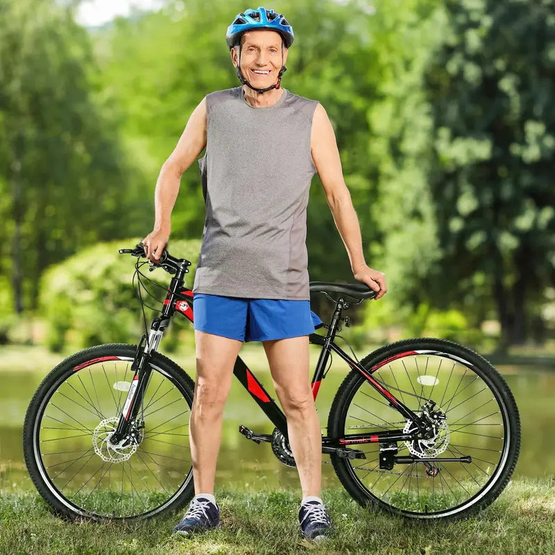 CamPingSurvivals 26″ Lightweight 21-Speed Mountain Bike  Unisex Fitness & Commuting Design (Red/Black)