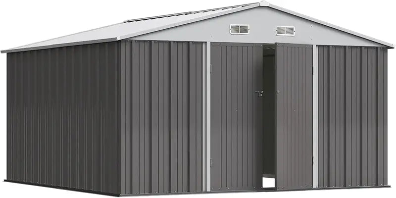 Greesum 6x4ft Lockable Patio Storage Shed  Galvanized Steel Garden Utility Shed