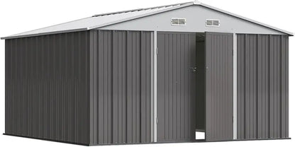 Greesum 6x4ft Lockable Patio Storage Shed  Galvanized Steel Garden Utility Shed