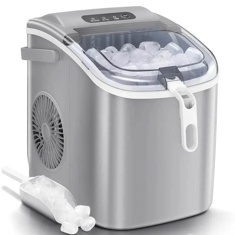 Countertop Nugget Ice Maker  34 lbs/Day Chewable Pellet Ice Machine with Sonic Ice Technology, Self-Cleaning Function & One-Touch Operation, Stainless Steel Design for Kitchen or Office