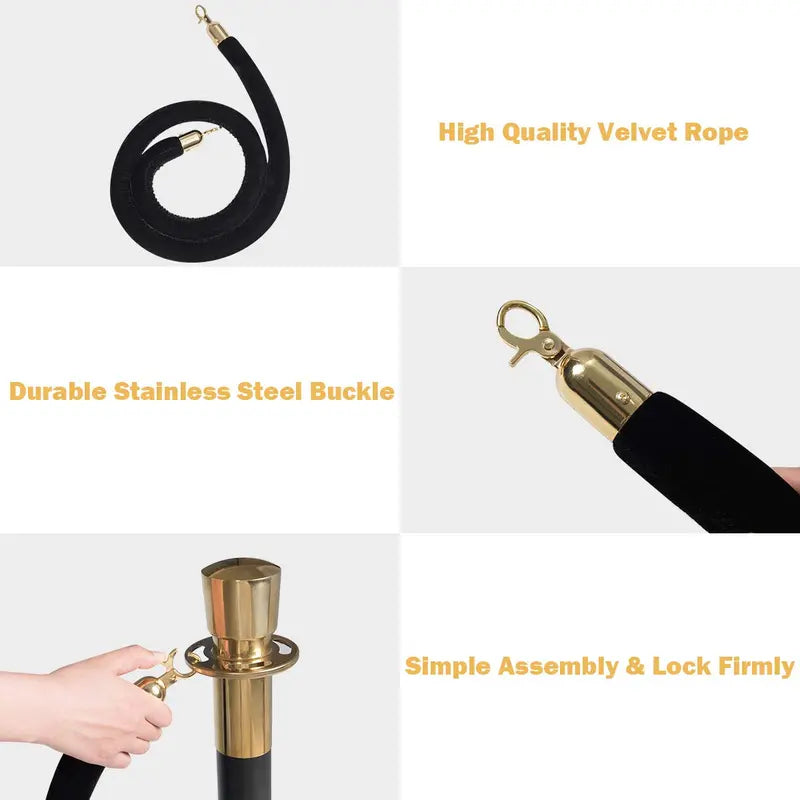 6-Piece Stainless Steel Stanchion Set  Queue Management System for Events and Venues