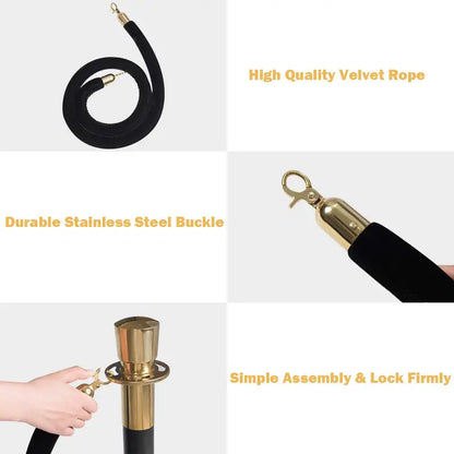 6-Piece Stainless Steel Stanchion Set  Queue Management System for Events and Venues