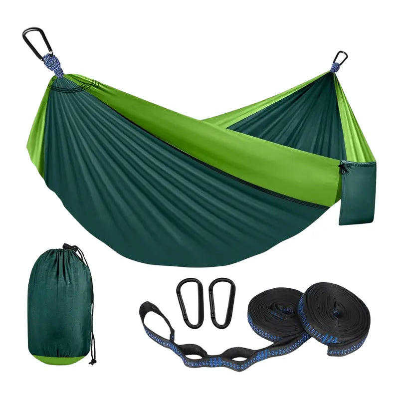 Compact Camping Hammock  Includes Adjustable Suspension Straps & Dual Carabiners