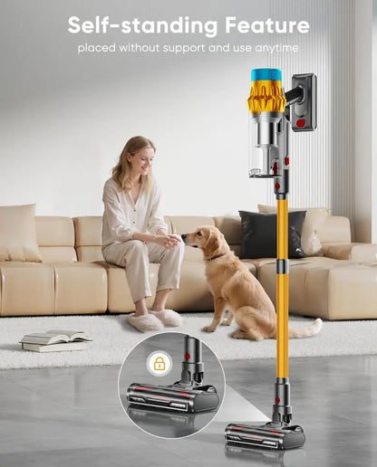 70-Min Cordless Stick Vacuum with Smart Display: 55KPa Suction, 1.8L Dust Cup, Anti-Tangle Brush & Self-Standing Base for Carpets & Hard Floors