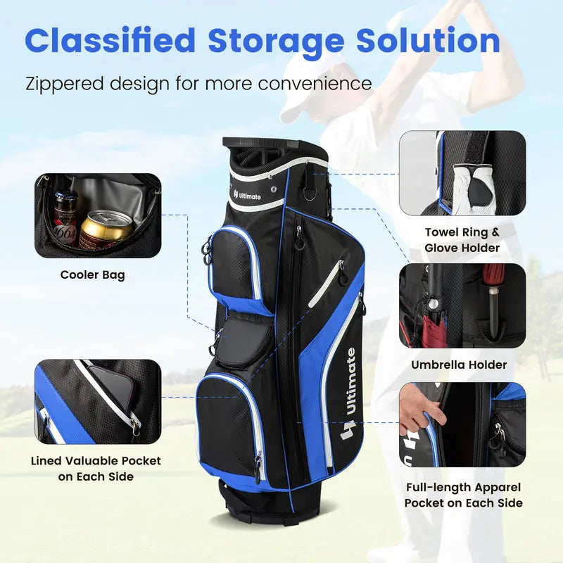 14-Way Divided Golf Cart Bag, Lightweight All-Terrain Carry Bag for Men and Women