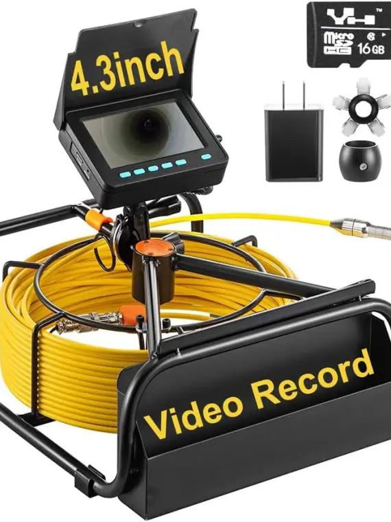 SYANSPAN Sewer Camera 100ft  17mm Low Temp Resistant Pipe Inspection with 16GB DVR & LED Lights