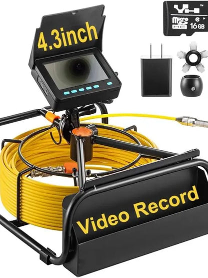 SYANSPAN Sewer Camera 100ft  17mm Low Temp Resistant Pipe Inspection with 16GB DVR & LED Lights