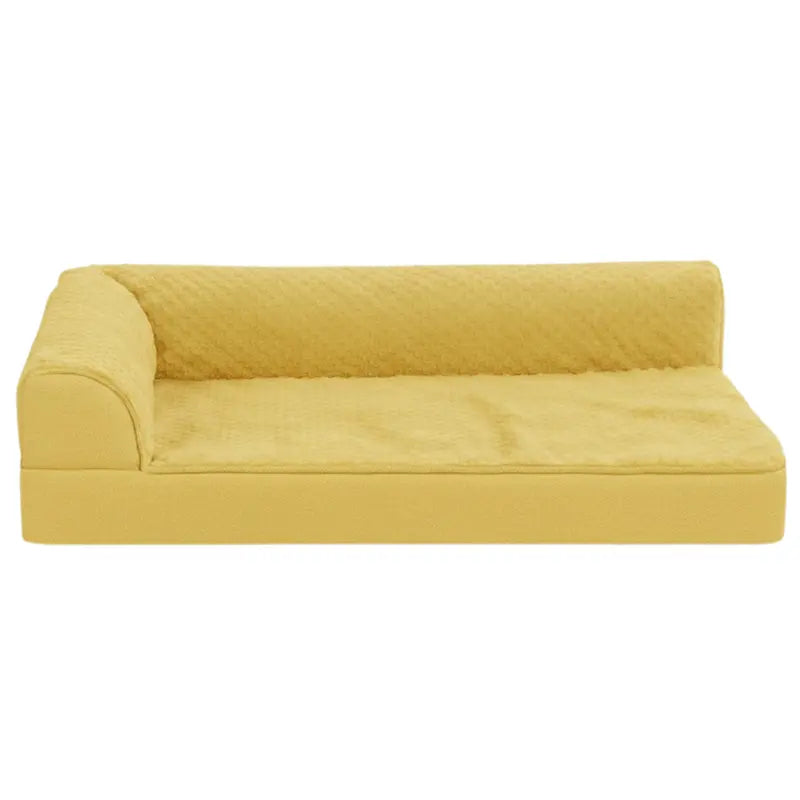 L-Shaped Memory Foam Pet Bed with Contoured Bolster and Easy-Care Removable Cover