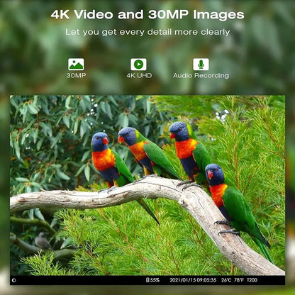 T200 Solar-Powered 4K Trail Camera  30MP Imaging with WiFi & Bluetooth Connectivity
